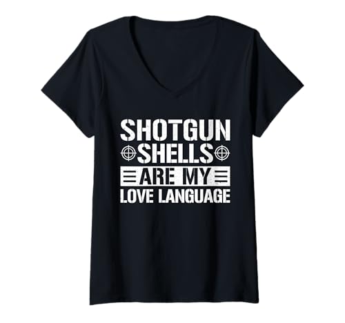 Damen Shotgun Shells Are My Love Language Pheasant Hunting T-Shirt mit V-Ausschnitt Damen Shotgun Shells Are My Love Language Pheasant Hunting T-Shirt mit V-Ausschnitt von Fasan Jagd Design Ideen
