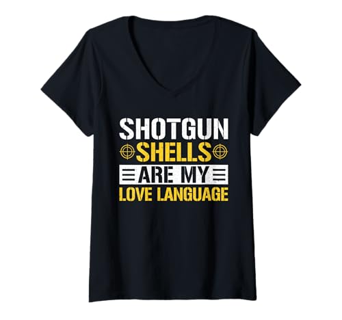Damen Shotgun Shells Are My Love Language Pheasant Hunting T-Shirt mit V-Ausschnitt Damen Shotgun Shells Are My Love Language Pheasant Hunting T-Shirt mit V-Ausschnitt von Fasan Jagd Design Ideen