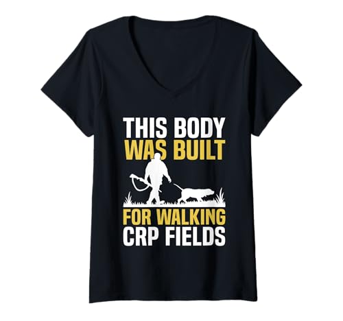 Damen This Body Was Built For Walking CRP Fields T-Shirt mit V-Ausschnitt Damen This Body Was Built For Walking CRP Fields T-Shirt mit V-Ausschnitt von Fasan Jagd Design Ideen