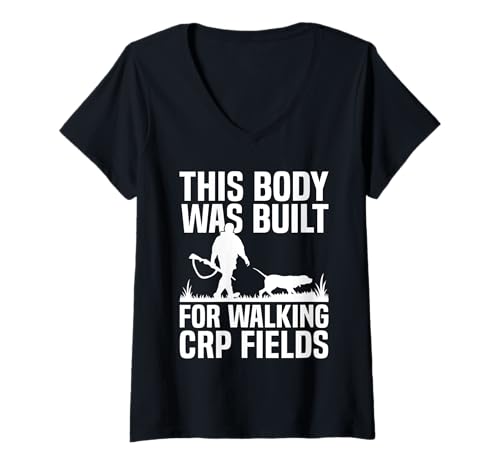 Damen This Body Was Built For Walking CRP Fields T-Shirt mit V-Ausschnitt Damen This Body Was Built For Walking CRP Fields T-Shirt mit V-Ausschnitt von Fasan Jagd Design Ideen