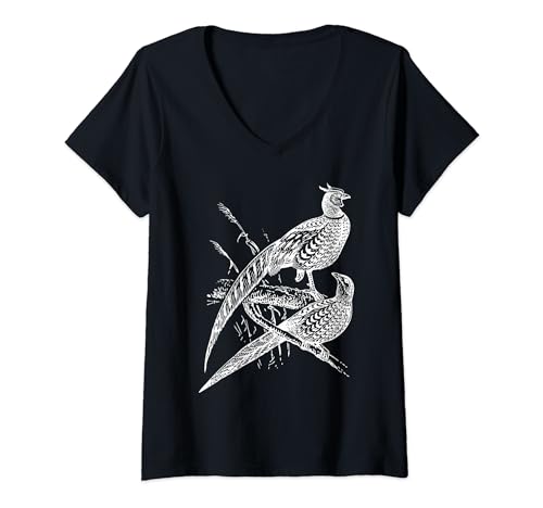 Damen Fasan Vogelart Jäger Zubehör Jagd Jagen T-Shirt mit V-Ausschnitt Damen Fasan Vogelart Jäger Zubehör Jagd Jagen T-Shirt mit V-Ausschnitt von Fasan Vogel Jäger & Jägerin Design