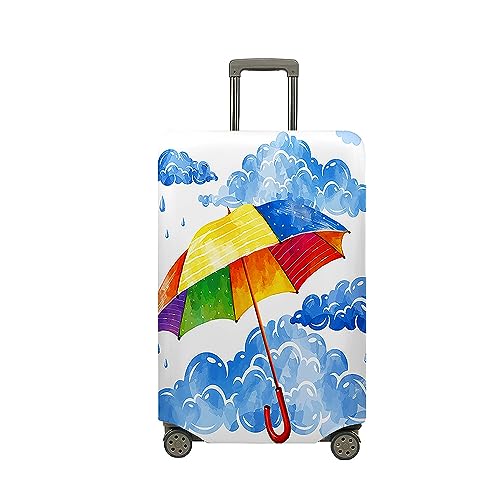 Fasbuy Kofferhülle Kofferschutzhülle mit 18-32 Zoll, Elastisch Koffer Schutzhülle Waschechter Regenschirm-Muster Reise kofferüberzug, Reisekoffer Trolley Case kofferschutz (Regenbogen,L) von Fasbuy