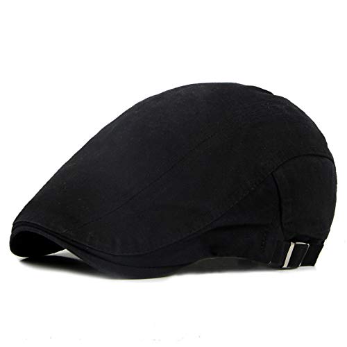 Fasbys Herren Baumwolle Schiebermütze Ivy Gatsby Newsboy Caps Verstellbare Sommer Sport Visier Hüte, M_black, Einheitsgröße von Fasbys