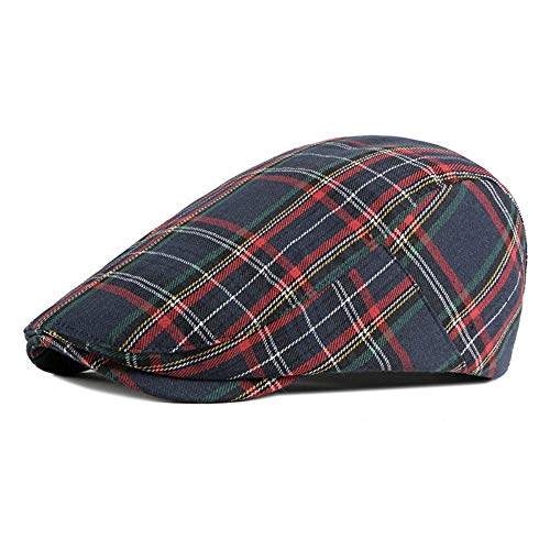 Fasbys Schirmmützen Herren Flatcap Newsboy Schiebermütze Baskenmützen Barett (Style2-Plaid/Navy) von Fasbys