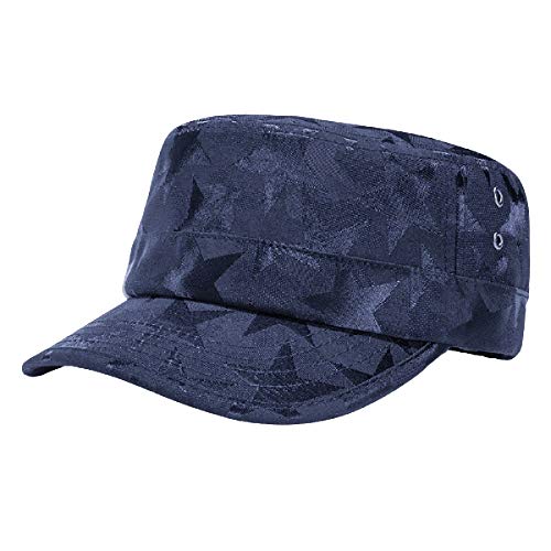 Unisex Militär Armee Hut Männer Frauen Flat Top Cap Adjustable Camo Cadet Cap, Einheitsgröße (Stars_camo_Navy) von Fasbys