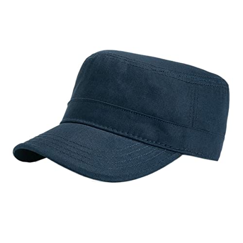 Unisex Militär Armee Hut Männer Frauen Flat Top Cap Adjustable Camo Cadet Cap, Einheitsgröße (Style1_Navy) von Fasbys