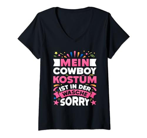 Damen Karneval Mein COWBOY Kostüm ist in der Wäsche Männer T-Shirt mit V-Ausschnitt Damen Karneval Mein COWBOY Kostüm ist in der Wäsche Männer T-Shirt mit V-Ausschnitt von Fasching Geschenk Karneval Shirt Faschingsparty