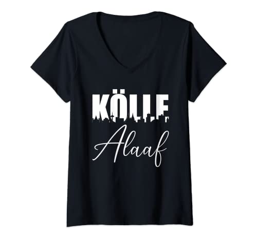 Damen Kölle Alaaf!, Karnevalsumzug Köln Rut und Wiess, Jeck T-Shirt mit V-Ausschnitt Damen Kölle Alaaf!, Karnevalsumzug Köln Rut und Wiess, Jeck T-Shirt mit V-Ausschnitt von Fasching Karneval Köln Kostüm für Damen und Herren