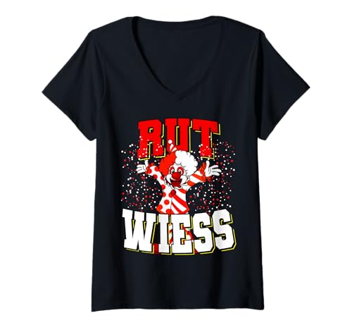 Damen Rut Wiess, Karnevalsumzug Köln rot weiß KOmnfetti, Clown T-Shirt mit V-Ausschnitt Damen Rut Wiess, Karnevalsumzug Köln rot weiß KOmnfetti, Clown T-Shirt mit V-Ausschnitt von Fasching Karneval Köln Kostüm für Damen und Herren
