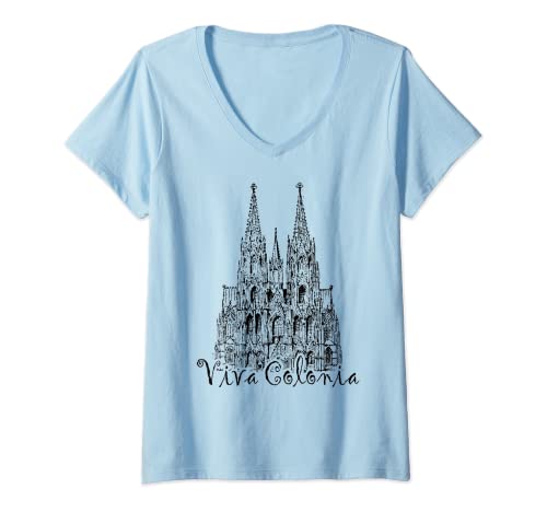 Damen Viva Colonia!, Karnevalsumzug Köln Rut und Wiess, Jeck T-Shirt mit V-Ausschnitt Damen Viva Colonia!, Karnevalsumzug Köln Rut und Wiess, Jeck T-Shirt mit V-Ausschnitt von Fasching Karneval Köln Kostüm für Damen und Herren