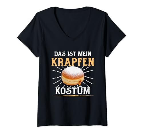 Damen Das Ist Mein Krapfen Fasching T-Shirt mit V-Ausschnitt Damen Das Ist Mein Krapfen Fasching T-Shirt mit V-Ausschnitt von Faschingskrapfen Kostüm Idee