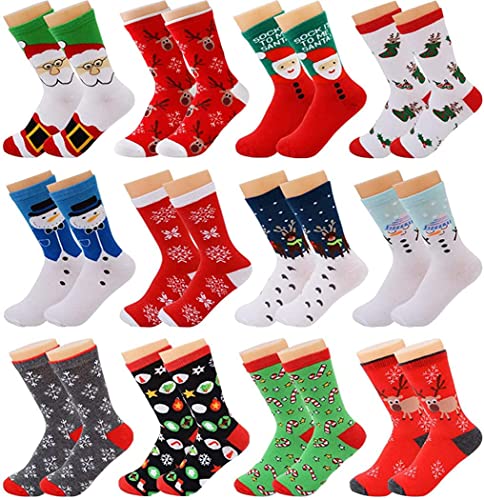 Fascigirl 12 Paare Weihnachtssocken - Kuschelsocken Christmas Socks Baumwolle Unisex Bunt Lustige Bettsocken Damen Winter Warme Fascigirl 12 Paare Weihnachtssocken - Kuschelsocken Christmas Socks Baumwolle Unisex Bunt Lustige Bettsocken Damen Winter Warme von Fascigirl