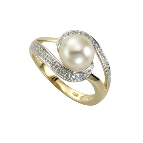 Fascination by Ellen K. Damen-ring 333 bicolor W58 1x Süsswasserzuchtperle 4x Zirkonia 360370233-058 von Fascination by Ellen K.