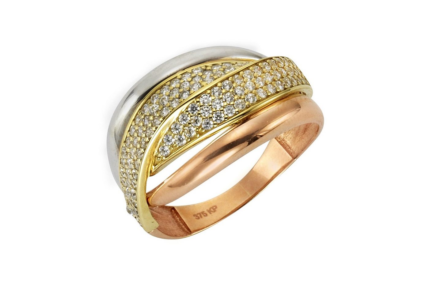 Fascination by Ellen K. Fingerring 375 Gold dreifarbig Zirkonia von Fascination by Ellen K.