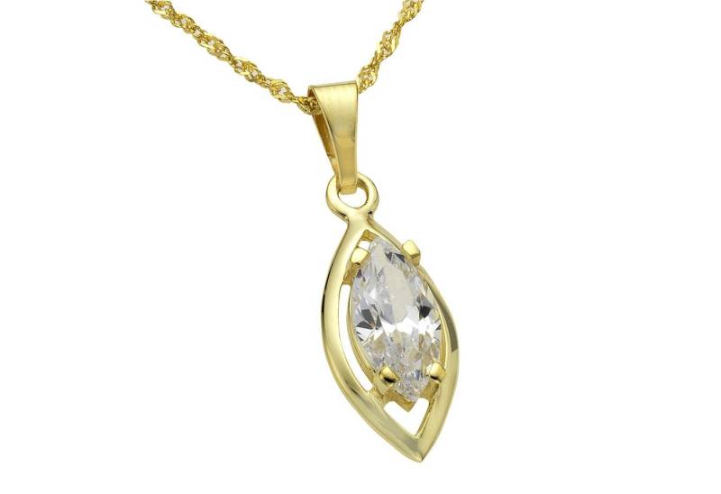 Fascination by Ellen K. Kette mit Anhänger Gold 333 mit weißem Zirkonis-Stein 42cm lang von Fascination by Ellen K.