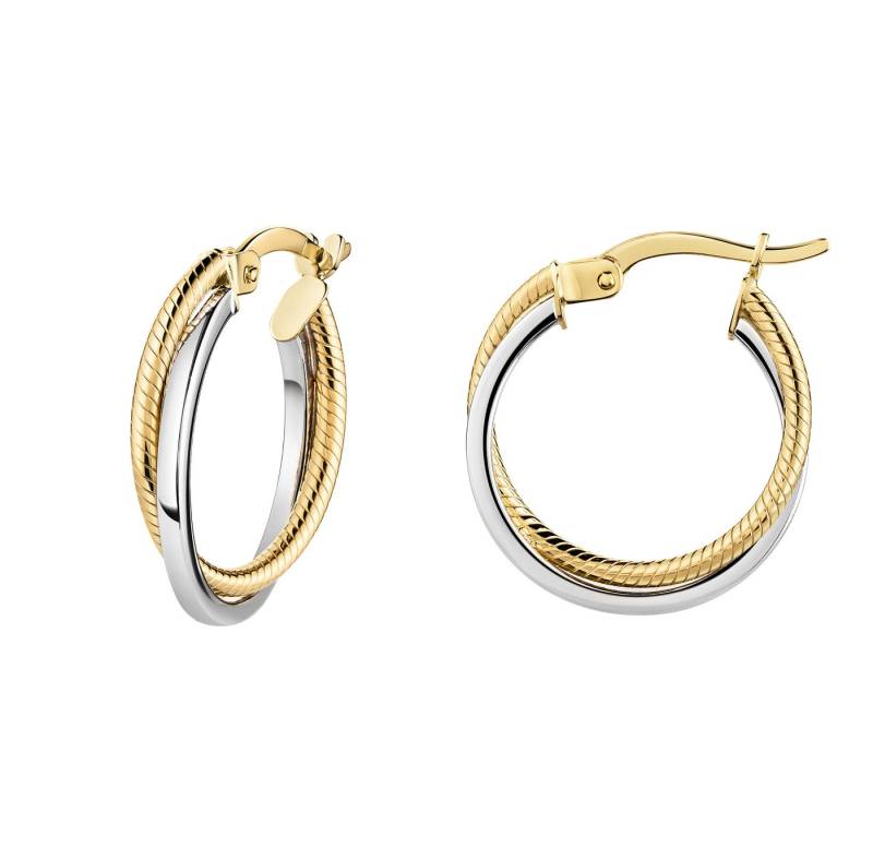 Fascination by Ellen K. Paar Creolen 375/- Gelbgold bicolor 2-reihig von Fascination by Ellen K.