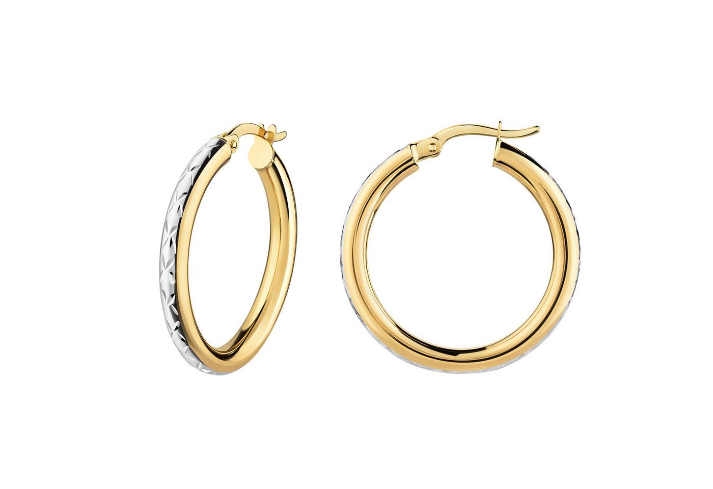 Fascination by Ellen K. Paar Creolen 585/- Gelbgold glanz bicolor diamantiert von Fascination by Ellen K.