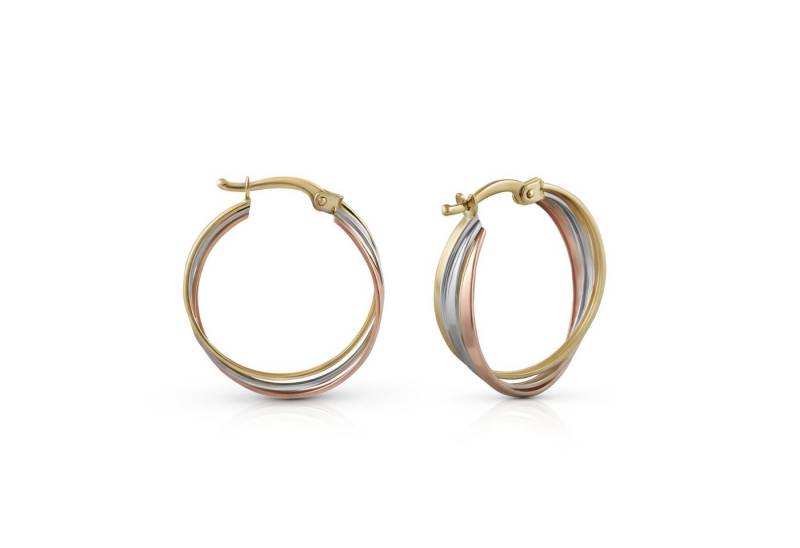 Fascination by Ellen K. Paar Creolen Gold 585 dreifarbig 20mm Durchmesser von Fascination by Ellen K.