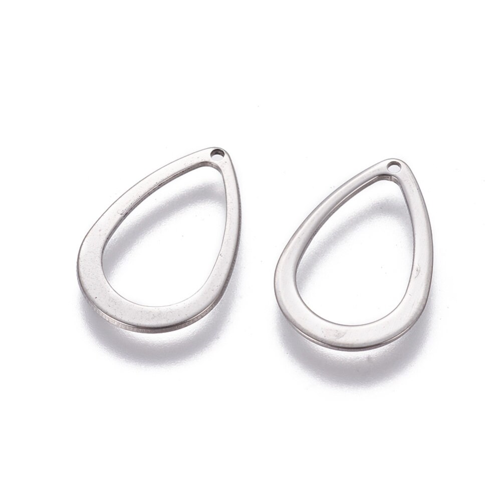 10 Anhänger, Träne, Edelstahl, Silber von FascinumShopCOM