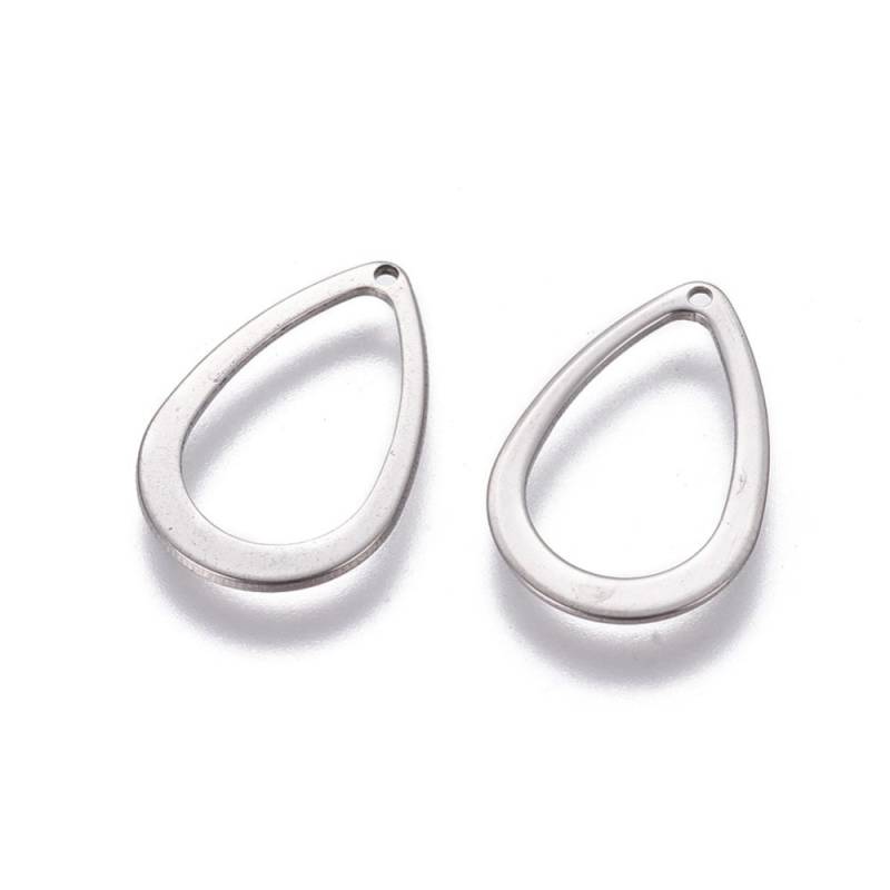 10 Anhänger, Träne, Edelstahl, Silber von FascinumShopCOM