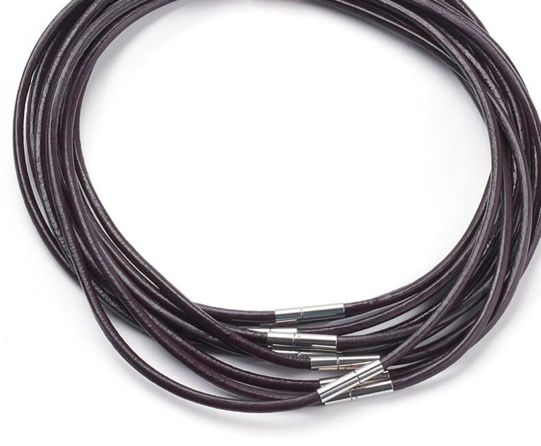 Lederkette Mit Steckverschluss, Auswahl, Rindsleder Und Edelstahl von FascinumShopCOM