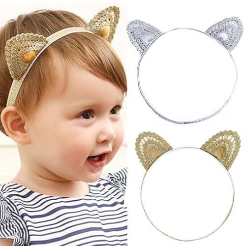 Fashbad Mädchen Stirnbänder Katzenohren Haarband Niedliche Haar-Accessoires für Kinder Kinder Kleid Geburtstag Party Halloween Weihnachten (Packung mit 2)(B) von Fashband