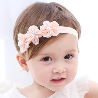 Fashband Baby Mädchen Floral Stirnbänder Weiches Niedliches Rosa Haarband für Neugeborene Säuglinge Kleinkinder und Kinder als Party Hochzeit Fotografie Haar Accessoires von Fashband