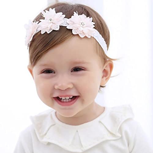 Fashband Baby Mädchen Haarbänder rosa Blume Kleinkind Haarbänder dehnbar Neugeborenen Kopfbedeckung niedliche Perle Kleinkind Haar Zubehör für kleine Baby Mädchen Kinder von Fashband