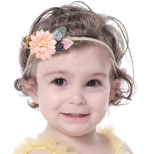Fashband Baby Mädchen Nylon Haarbänder Blumenkrone Haarbänder elastische Turban Stirnbänder Haarschmuck für Kinder Säuglinge Kleinkinder von Fashband