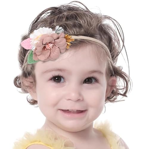Fashband Baby Mädchen Nylon Stirnbänder Blume Krone Stirnband elastische Turban Kopfbedeckung für Kinder Säuglinge Kleinkinde r von Fashband