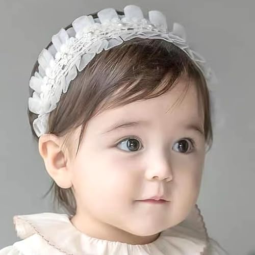 Fashband Baby Mädchen Stirnband Spitze Perle Blume Band Haar Band weich elastisch Kopfschmuck für Neugeborene Säuglinge Kleinkinder und Kinder (C) von Fashband