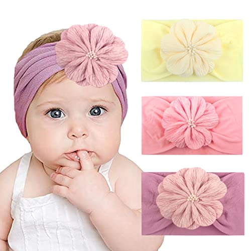 Fashband Baby Print Stirnband Bow Knotted Headwrap Elastisches Niedliches Turban-Haarband für Kleinkinder Babys Kinder (3er Pack) von Fashband