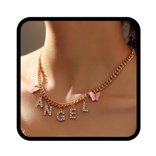 Fashband Boho Brief Anhänger Halsketten Gold Schmetterling Choker Halskette Kristall Quaste Halskette Schmuck für Frauen und Mädchen von Fashband