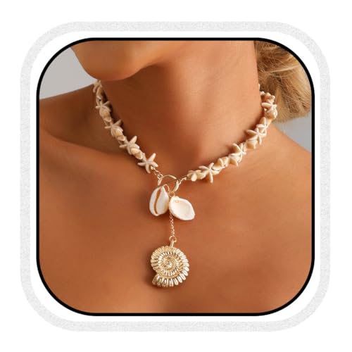 Fashband Boho-Halskette mit Seesternen bunten Perlen Muscheln Strand-Halsketten für Damen von Fashband