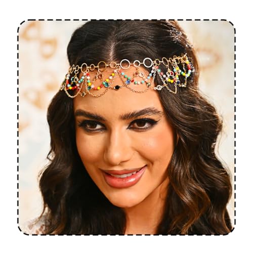 Fashband Boho Kopfkette Gold Quaste Kopfschmuck Quaste Perlen Braut Hochzeit Haarschmuck für Frauen von Fashband
