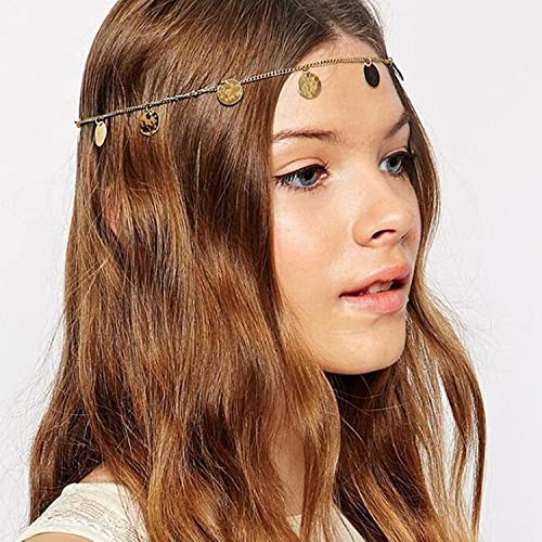 Fashband Boho Pailletten Kopfkette Gold Quaste Stirnband Braut Stirnband Featival Haarschmuck für Frauen und Mädchen von Fashband