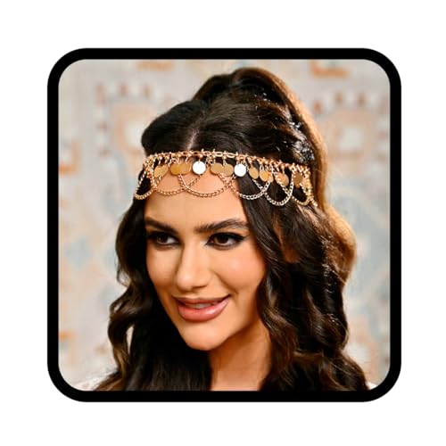 Fashband Gold Pailletten Kopfkette Quaste Lagenhaarketten Festival Kostüm Haarschmuck für Frauen von Fashband