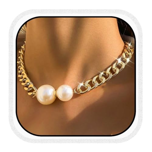 Fashband Chunky Choker Halskette Gold Kubanische Halsketten Punk Dicke Gliederkette Schmuck für Frauen von Fashband