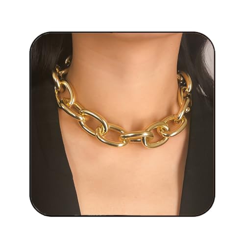 Fashband Chunky Halskette Gold Cuban Choker Halsketten Punk Dicke Gliederkette für Frauen, Einheitsgröße, Metall, Kein Edelstein von Fashband