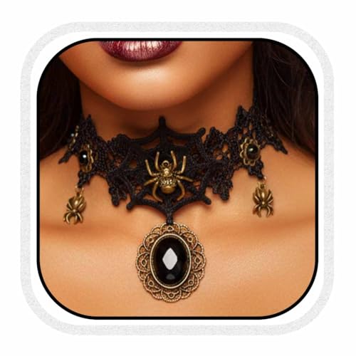 Fashband Halloween-Halskette mit Kristallanhänger, Gothic-Halskette, Modeschmuck für Damen (A) von Fashband