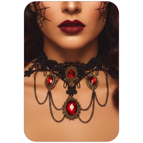 Fashband Halloween-Halskette mit Kristallanhänger, Gothic-Halskette, Modeschmuck für Damen (B) von Fashband