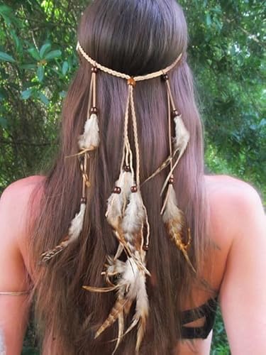 Fashband Indian Feather Stirnband Boho Quaste Hippie Tribal Kopfschmuck Vintage Indian Festival Party Headwear Haarschmuck für Frauen Mädchen von Fashband