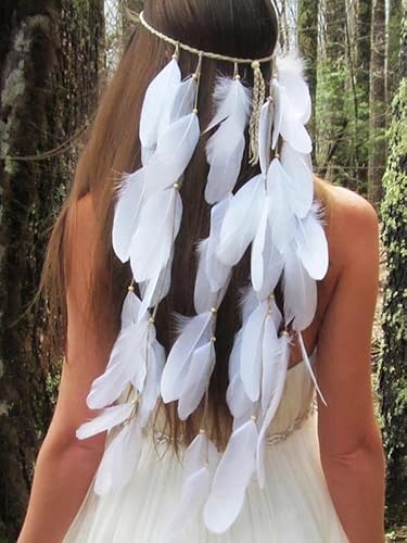 Fashband Boho Haarbänder Layered Feathr Stirnband Halloween Dekoration Kopfschmuck Tribal Zubehör für Frauen und Mädchen von Fashband