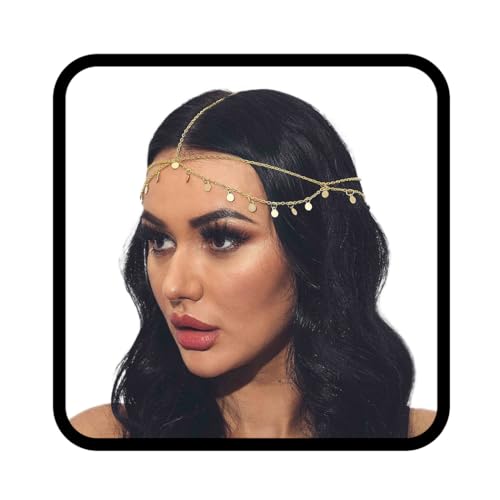 Fashband Kopfkette Pailletten Quaste Haarkette Gold Braut Kopfschmuck Haarschmuck für Frauen und Mädchen von Fashband