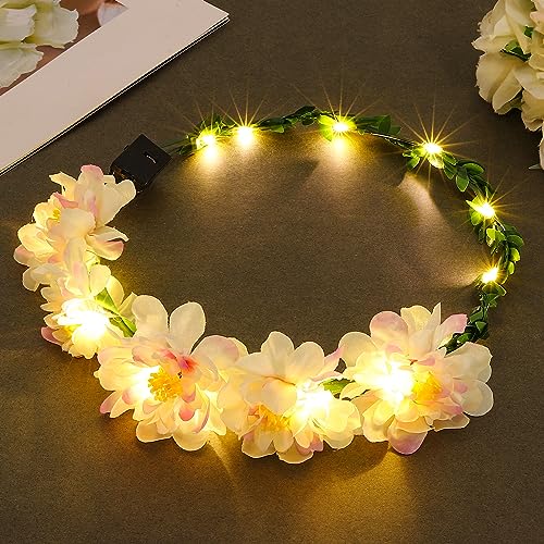 Fashband LED-Blumenkronen-Stirnband, leuchtender Kranz, Stirnbänder, Brautparty, Festival, Haarschmuck für Frauen von Fashband