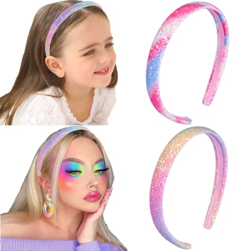 Fashband Mädchen Haarbänder Pailletten Haarband Glitzernde Haarreifen für Kinder Teens Tägliches Tragen Geschenk Party Dekoration(Packung mit 2)(A) von Fashband