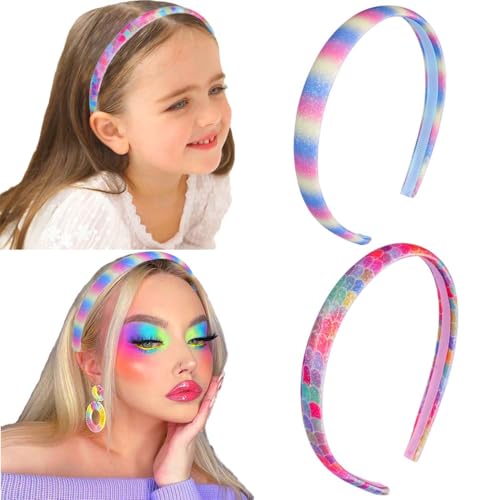 Fashband Mädchen Haarbänder Pailletten Haarband Glitzernde Haarreifen für Kinder Teens Tägliches Tragen Geschenk Party Dekoration(Packung mit 2)(C) von Fashband
