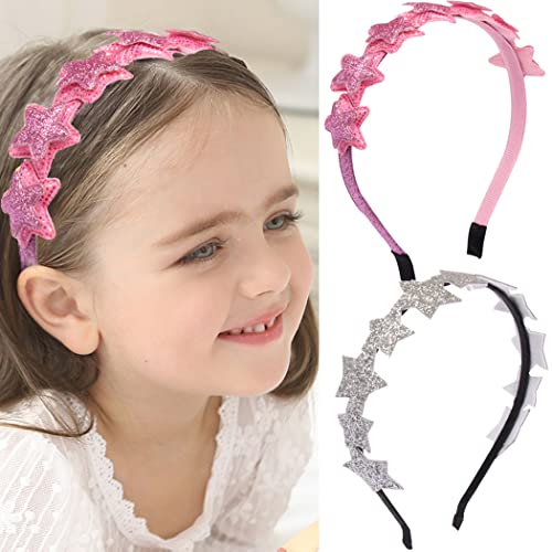 Fashband Mädchen Stirnbänder Pailletten Sterne Haarband Glitzernde Haarreifen für Kinder Teens Tägliches Tragen Geschenk Party Dekoration(Packung mit 2)(C) von Fashband