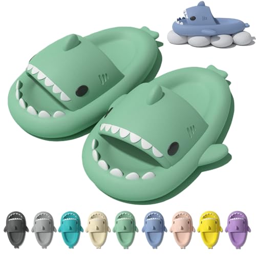 Fasheepfa Hai-Hausschuhe mit Wolken-Sohle, weicher Komfort und Massage-Sohle, rutschfest, offenes Zehen-Design für den Innenbereich, Matcha-Grün, 40.5/41 EU von Fasheepfa