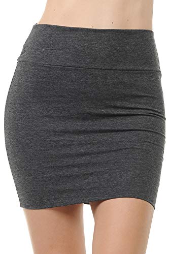 Fashion Aktiv Basic Doppellagige Baumwolle Simple Stretch Tube Bleistift Mini Rock - grau - Klein von Trendy Street